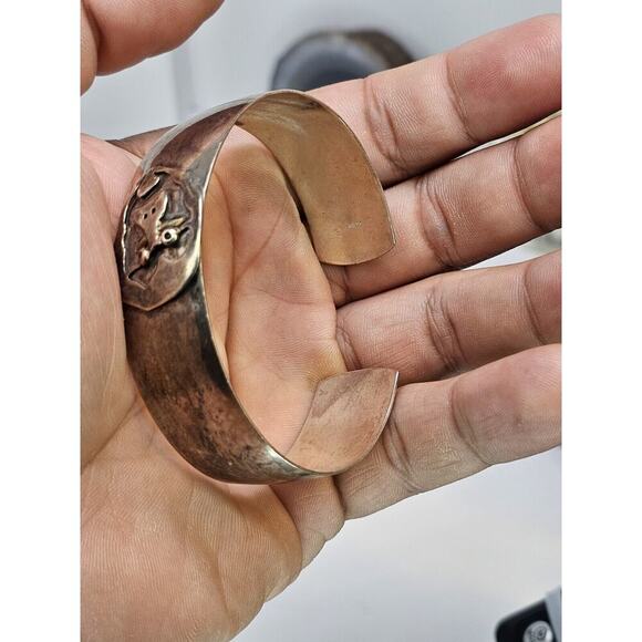 Vintage 925 Gorilla Bangle/Bracelet - Garnet Eye (Missing Stone & Tarnished) - Picture 6 of 10